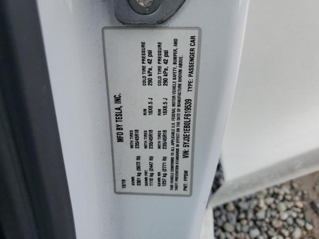 5YJ3E1EB0LF619539 - 2020 TESLA MODEL 3 Blanc photo 12