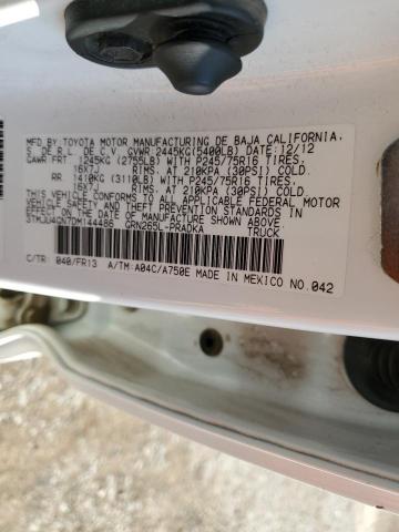 3TMJU4GN7DM144486 - 2013 TOYOTA TACOMA DOUBLE CAB PRERUNNER WHITE photo 12