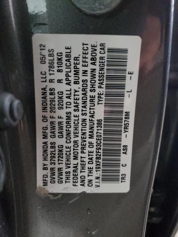 19XFB2F93CE071386 - 2012 HONDA CIVIC EXL Grafit foto 12
