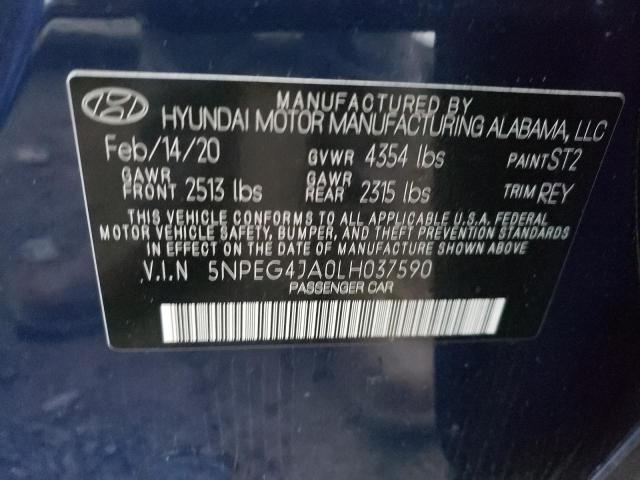 5NPEG4JA0LH037590 - 2020 HYUNDAI SONATA SE BLUE photo 12