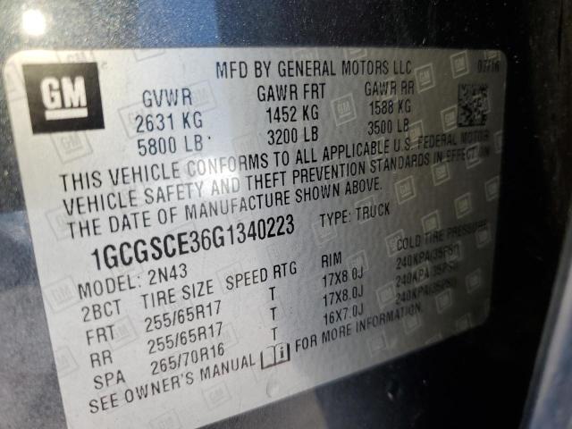 1GCGSCE36G1340223 - 2016 CHEVROLET COLORADO LT GRAY photo 12