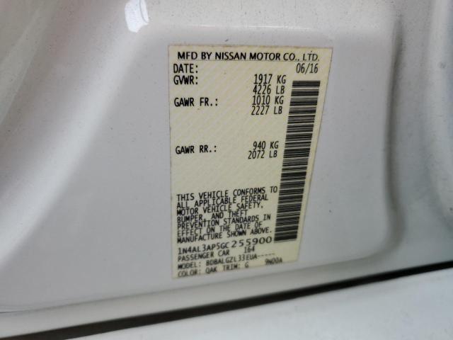 1N4AL3AP5GC255900 - 2016 NISSAN ALTIMA 2.5 白色 照片 12