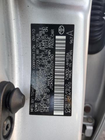 JTDKN3DU8A0229780 - 2010 TOYOTA PRIUS SILVER photo 12