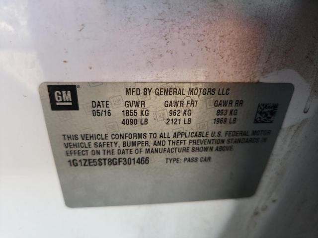 1G1ZE5ST8GF301466 - 2016 CHEVROLET MALIBU LT WHITE photo 12