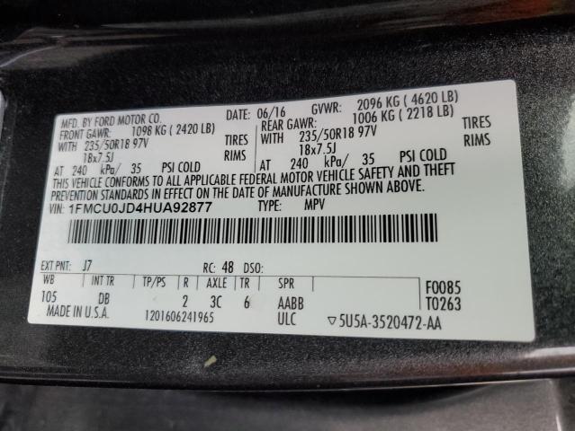 1FMCU0JD4HUA92877 - 2017 FORD ESCAPE TITANIUM CHARCOAL photo 13