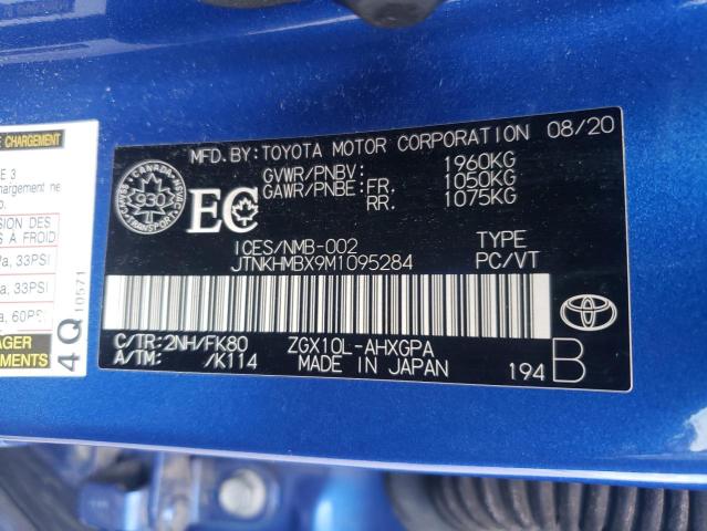 JTNKHMBX9M1095284 - 2021 TOYOTA C-HR XLE 蓝色 照片 13