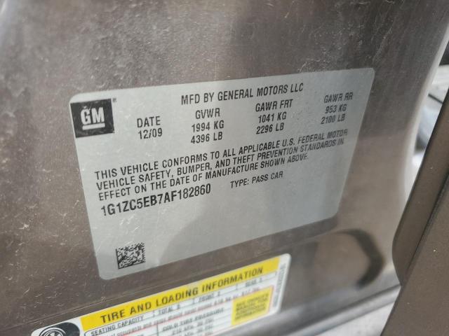 1G1ZC5EB7AF182860 - 2010 CHEVROLET MALIBU 1LT GRAY photo 12