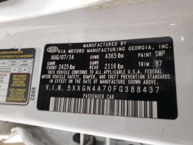 5XXGN4A70FG388437 - 2015 KIA OPTIMA EX WHITE photo 12