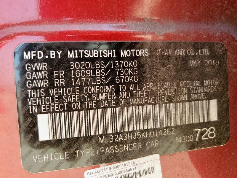 ML32A3HJ5KH014262 - 2019 MITSUBISHI MIRAGE ES Rot Foto 12