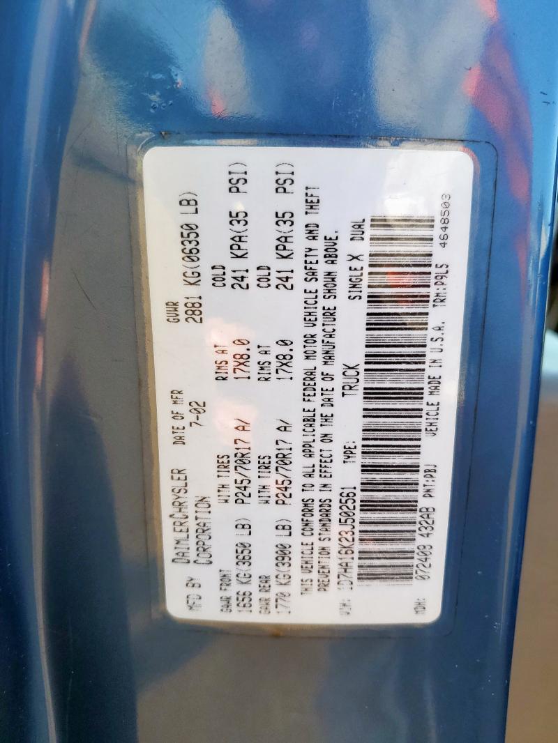 1D7HA16K23J502561 - 2003 DODGE RAM 1500 ST BLUE photo 12