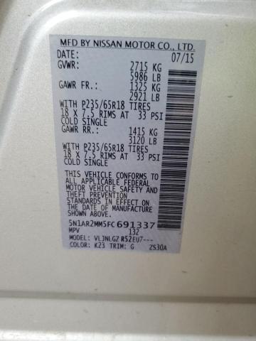 5N1AR2MM5FC691337 - 2015 NISSAN PATHFINDER S فضي صورة 13