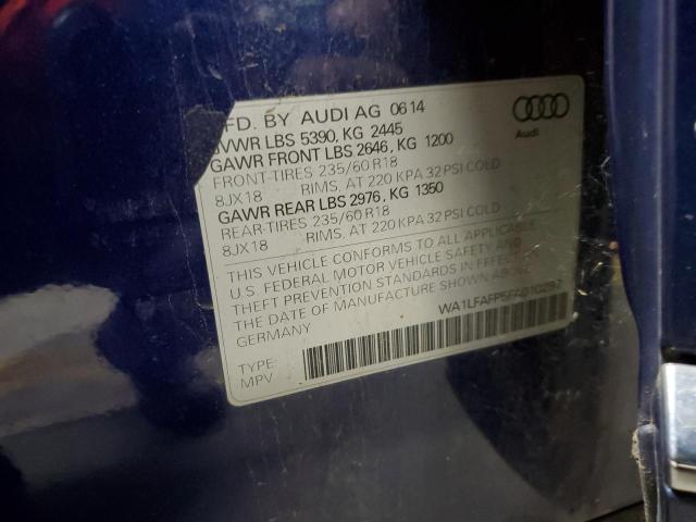 WA1LFAFP5FA010297 - 2015 AUDI Q5 PREMIUM PLUS BLUE photo 13