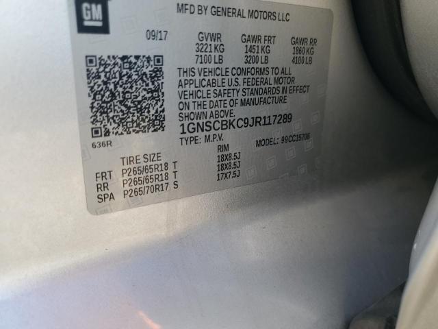 1GNSCBKC9JR117289 - 2018 CHEVROLET TAHOE C1500 LT 银色 照片 13