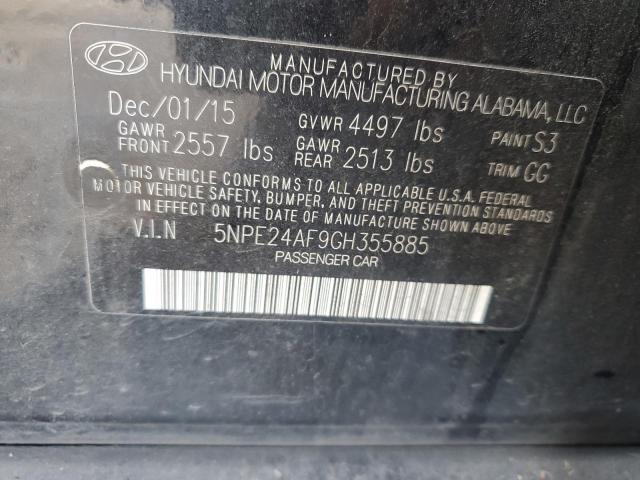 5NPE24AF9GH355885 - 2016 HYUNDAI SONATA SE BLACK photo 12