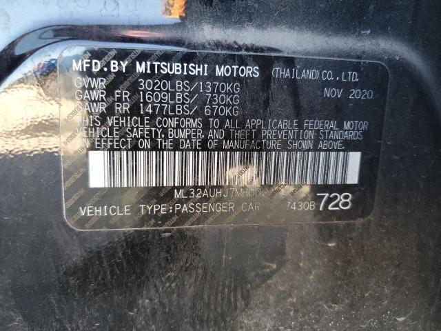 ML32AUHJ7MH002221 - 2021 MITSUBISHI MIRAGE ES BLACK photo 12