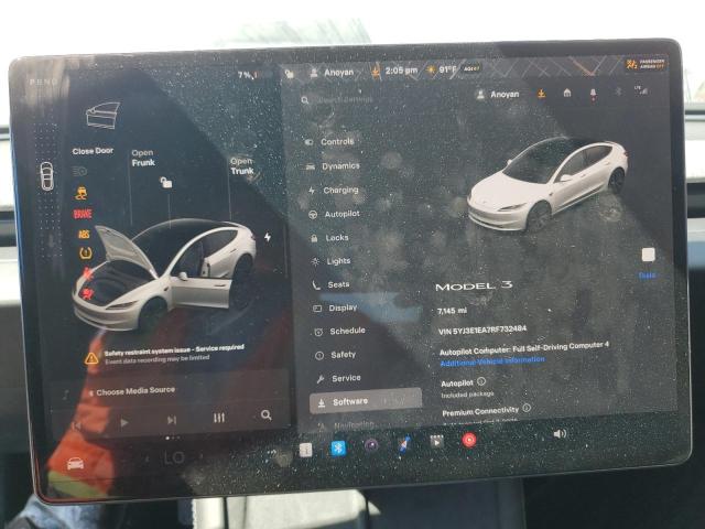 5YJ3E1EA7RF732484 - 2024 TESLA MODEL 3 白色 照片 9