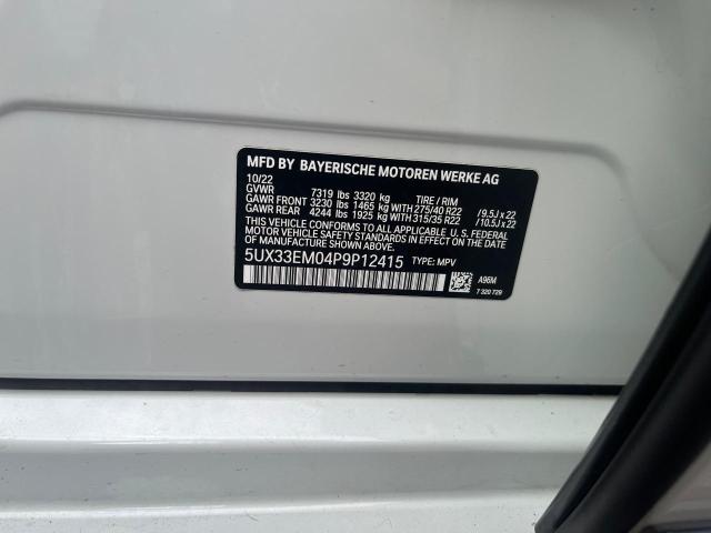 5UX33EM04P9P12415 - 2023 BMW X7 M60I WHITE photo 10