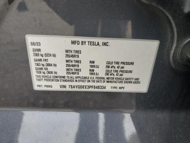 7SAYGDEE3PF848334 - 2023 TESLA MODEL Y 灰色 照片 12