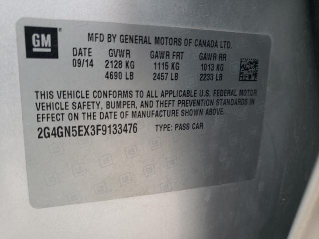 2G4GN5EX3F9133476 - 2015 BUICK REGAL PREMIUM SILVER photo 12