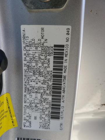 3TMJU4GN5DM154451 - 2013 TOYOTA TACOMA DOUBLE CAB PRERUNNER SILVER photo 12