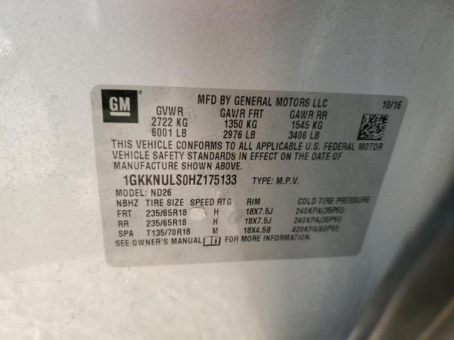 1GKKNULS0HZ175133 - 2017 GMC ACADIA SLT-1 ვერცხლისფერი ფოტო 13