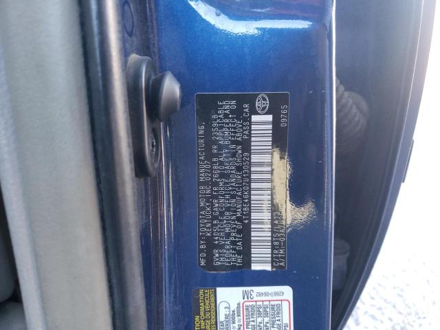 4T1BE46K07U130529 - 2007 TOYOTA CAMRY CE BLUE photo 12