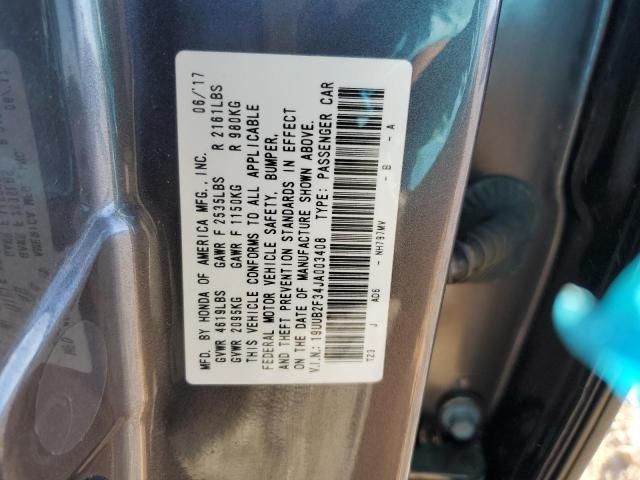 19UUB2F34JA003408 - 2018 ACURA TLX GRAY photo 12