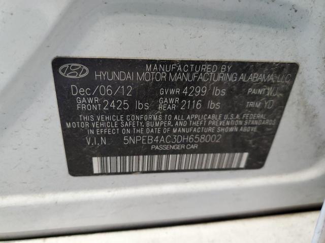 5NPEB4AC3DH658002 - 2013 HYUNDAI SONATA GLS WHITE photo 12