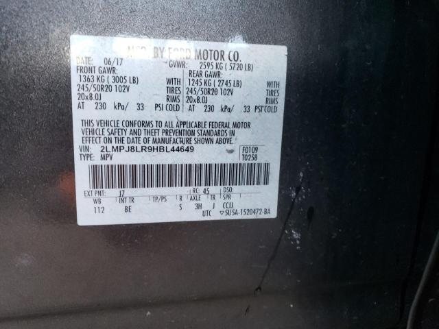 2LMPJ8LR9HBL44649 - 2017 LINCOLN MKX RESERVE رمادي صورة 14