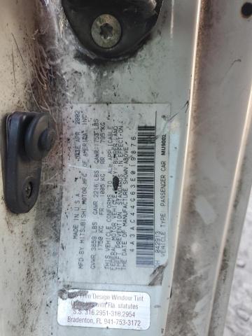 4A3AC44G63E019876 - 2003 MITSUBISHI ECLIPSE GS Ақ фото 12