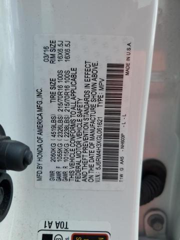 5J6RM4H3XGL061621 - 2016 HONDA CR-V LX Weiß Foto 13