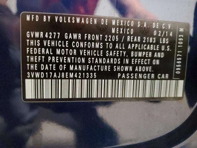 3VWD17AJ8EM421335 - 2014 VOLKSWAGEN JETTA SE Niebieski zdjęcie 12