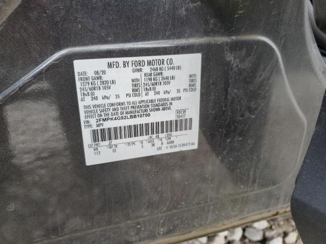 2FMPK4G92LBB10700 - 2020 FORD EDGE SE GRAY photo 13