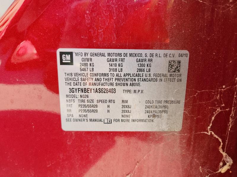 3GYFNBEY1AS628403 - 2010 CADILLAC SRX PERFORMANCE COLLECTION أحمر صورة 13