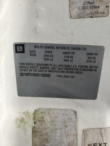 2G1WT57K091182802 - 2009 CHEVROLET IMPALA 1LT WHITE photo 13