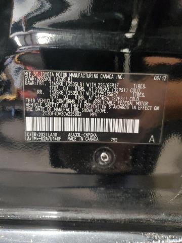 2T3DF4DV3CW225803 - 2012 TOYOTA RAV4 LIMITED Czarny zdjęcie 13