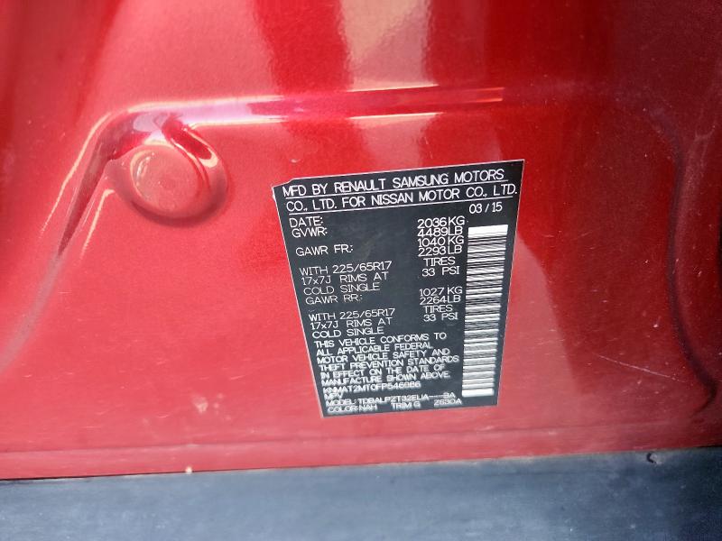 KNMAT2MT0FP546986 - 2015 NISSAN ROGUE S ბურგუნდია ფოტო 14