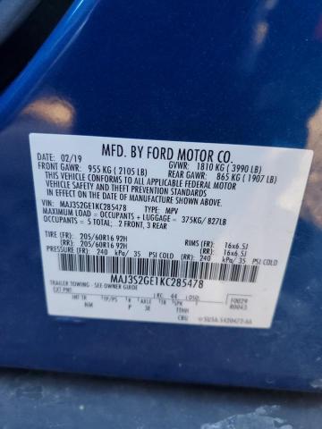 MAJ3S2GE1KC285478 - 2019 FORD ECOSPORT SE Mavi foto 12