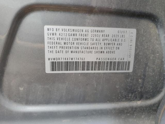 WVWDR71K87W174762 - 2007 VOLKSWAGEN RABBIT GRAY photo 12