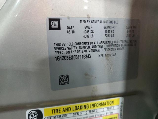 1G1ZC5EU0BF115343 - 2011 CHEVROLET MALIBU 1LT Кремовый фото 12