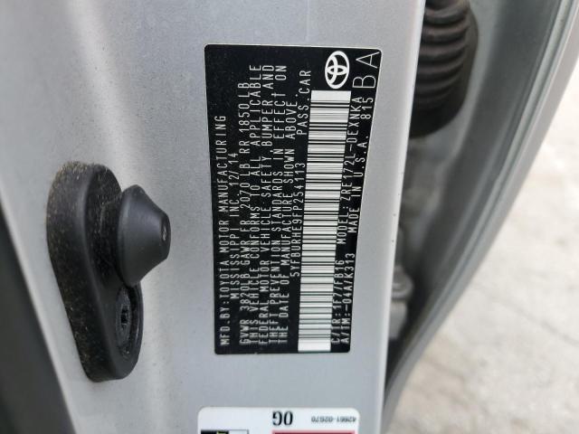 5YFBURHE9FP254113 - 2015 TOYOTA COROLLA L SILVER photo 13