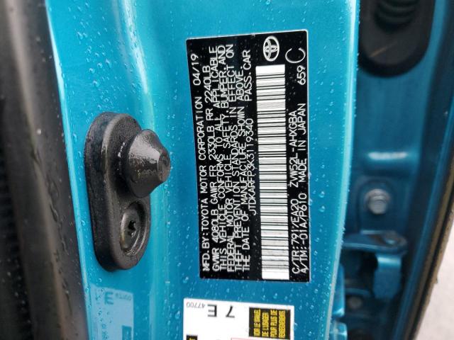 JTDKARFP3K3119340 - 2019 TOYOTA PRIUS PRIM 青绿色 照片 12
