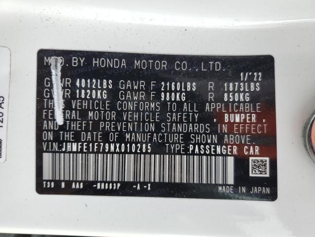 JHMFE1F79NX010285 - 2022 HONDA CIVIC EX Weiß Foto 13