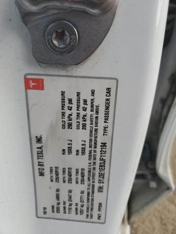 5YJ3E1EB3JF112194 - 2018 TESLA MODEL 3 Beyaz fotoğraf 12