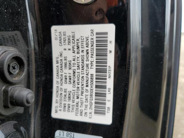 2HGFG3B50EH506898 - 2014 HONDA CIVIC LX BLACK photo 12