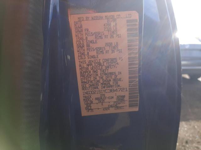 1N6DD21S1YC384721 - 2000 NISSAN FRONTIER XE BLUE photo 12