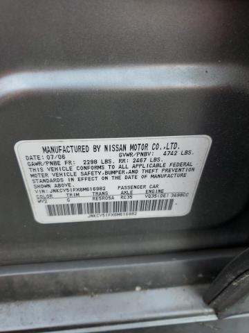 JNKCV51FX6M616982 - 2006 INFINITI G35 GRAY photo 12