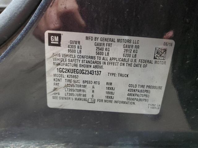 1GC2KUEG0GZ343137 - 2016 CHEVROLET SILVERADO K2500 HEAVY DUTY BLACK photo 12