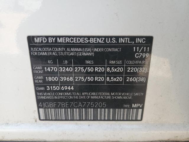 4JGBF7BE7CA775205 - 2012 MERCEDES-BENZ GL 450 4MATIC CREAM photo 13