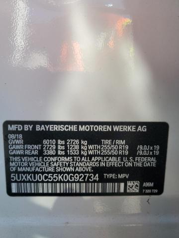 5UXKU0C55K0G92734 - 2019 BMW X6 SDRIVE35I თეთრი ფოტო 12